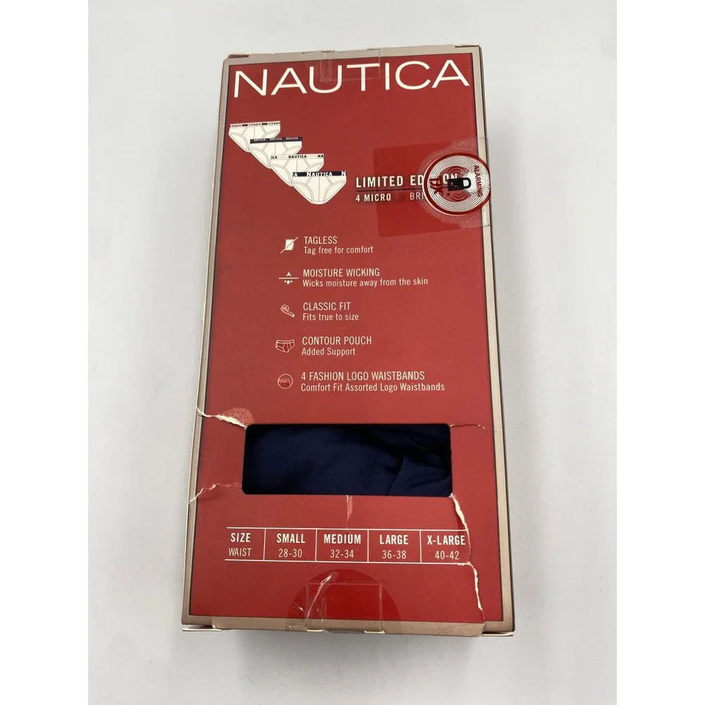 Nautica Mens Limited Edition 4 Pack Micro Briefs Waistbands Size Small 28-30 NEW